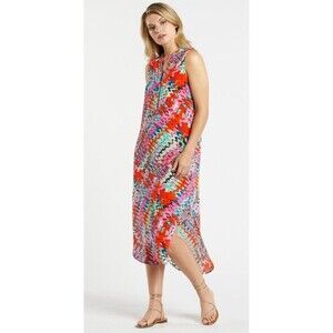 MARIE OLIVER Ellis Silk Psychedelic Tie Dye Midi Dress XS VNeck Resort Vacation